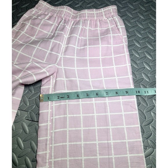 Open Edit little girl pink Pull-on 100% organic cotton plaid wide leg pants Sz 5 - Picture 6 of 9